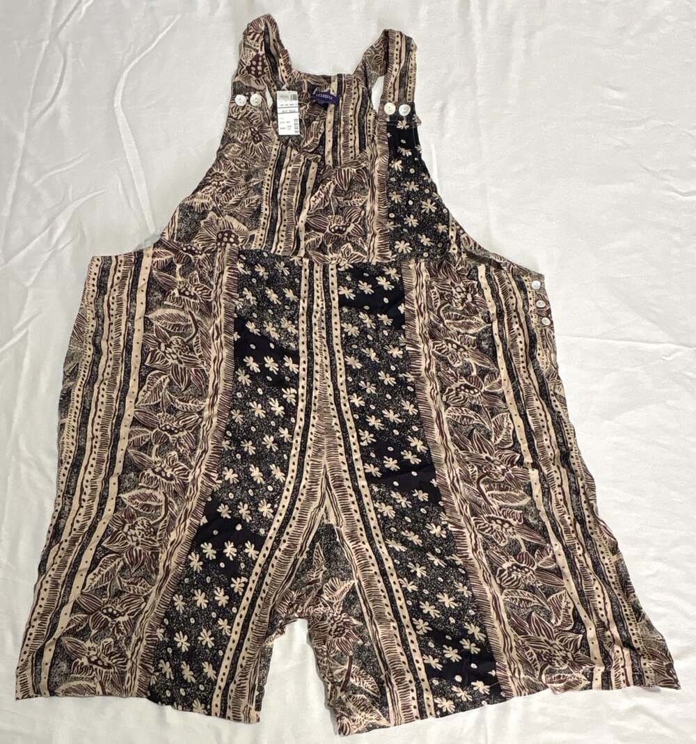 resource Rayon Jumpsuit Size 22 Brown Black Floral Print Boho Overalls